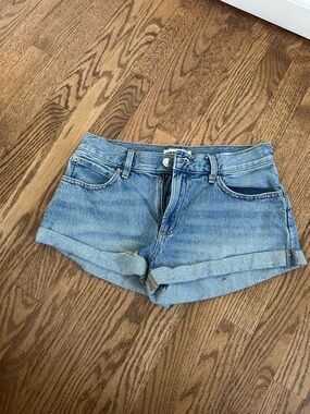 Garage Light Blue Rolled Hem Denim Shorts